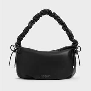 CHARLES AND KEITH - black Maisy Ruched - Handle hobo bag